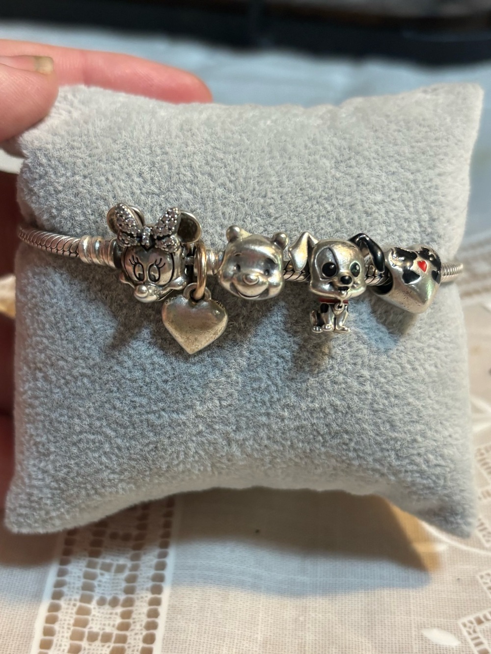 Disney Pandora Moments Pavé Minnie Mouse Clasp Snake Chain Bracelet with